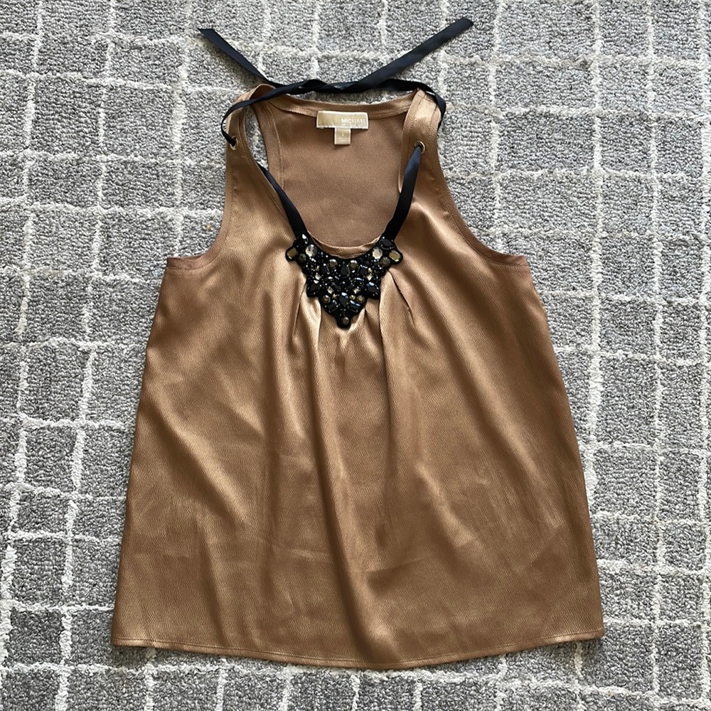 Michael Kors gold blouse with beaded embellishment